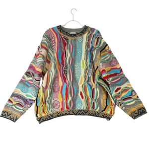 Coogi Vintage 90's 100% Cotton Sweater Bright 3D Knit Iconic Size XL - Picture 1 of 13