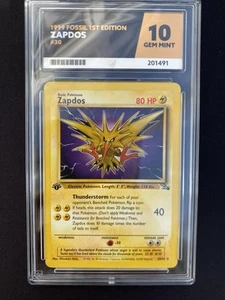 Pokémon Zapdos 1st Edition Non-Holo 30/62 Fossil Set 1999 Ace Graded 10! PSA! - Picture 1 of 4