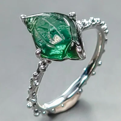 Anillo de turmalina natural hecho a mano de 3,7 quilates de plata de ley 925 tamaño 7,5/R444163 Foto 1 de 4