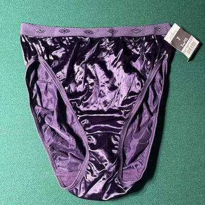 VTG SATIN Shiny Second Skin Stretch Hi Leg Purple Spandex Nylon Panties Sz 7/L - Image 1 of 3