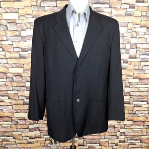 Perry Ellis Jacket Suit Coat Mens 44R Black 3 Button Wool Blend Ventless - Picture 1 of 9