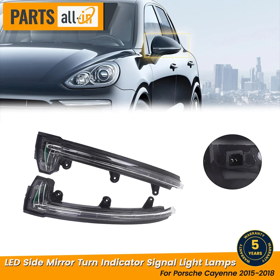 Luces de señal indicadoras de giro de espejo lateral LED para Porsche Cayenne 2015-2018 Foto 1 de 4