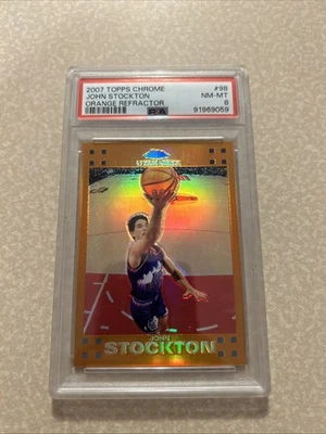 2007 Topps Chrome John Stockton Orange Refractor #98 PSA 8 - Image 1 of 2