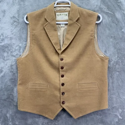 Chaleco Orvis Hombre Grande Moleskin Chaleco 6 Botones Algodón Bolsillos Traje Occidental Foto 1 de 4