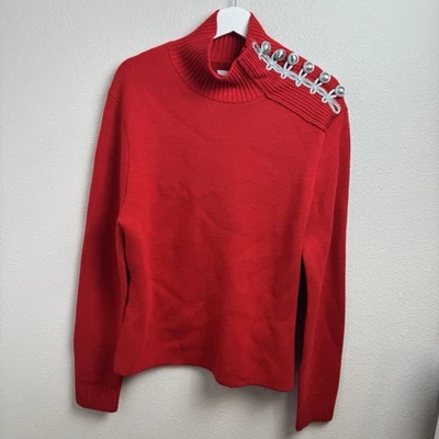 Rabanne H & M мужской красный 100% шерсти трикотажа насмешливый водолазка свитер Xmas размер XL новый - Изображение 1 из 4