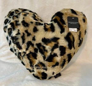 Cuscino a forma di cuore leopardo pelliccia sintetica peluche lancio 17” x 17” Magaschoni casa nuovo con etichetta - Foto 1 di 12