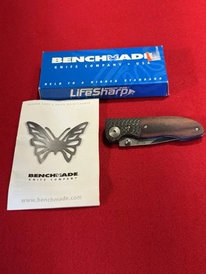 Cuchillo de bloqueo de revestimiento de madera de fibra de carbono de 154 CM hecho en banco Elishewitz 690 vintage Foto 1 de 4