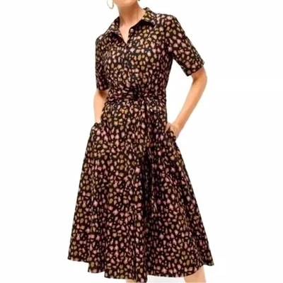 J. Crew Leopard Print Short Sleeve Button Down Midi Dress Women’s Size 12 EUC - Image 1 of 4