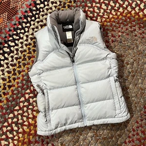 The North Face hellblaue gefütterte Weste Jacke 700 Gänsedaunenfüllung Damen Größe XS - Bild 1 von 9