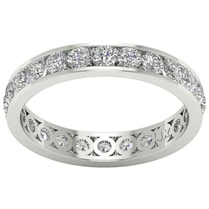 Stackable Eternity Anniversary Ring 2.30 Ct Round Diamond SI1 G 14K White Gold - Picture 1 of 8