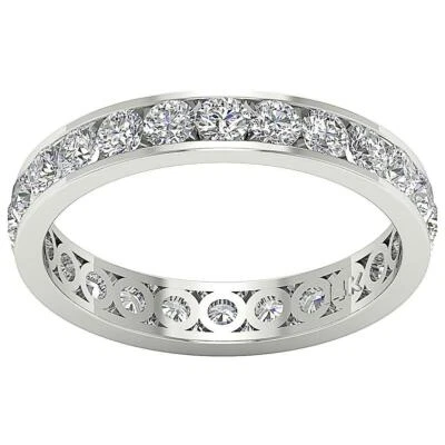 Stackable Eternity Anniversary Ring 2.30 Ct Round Diamond SI1 G 14K White Gold - Image 1 of 4