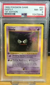 1999 Pokemon WOTC Gastly 50/102 1st Edition Shadowless Base Set PSA 8 NM/Mint - Picture 1 of 2