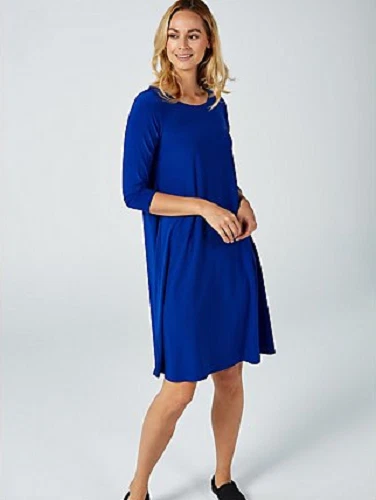 Coco Bianco 3/4 Sleeve Dress Solid Goddess Blue Size XL - Image 1 of 1