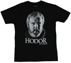 Game of Thrones Adult New T-Shirt - Black and White Hodor Head Over Name Pic - Picture 1 of 1