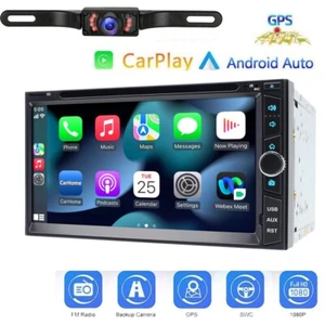 7'' Car Stereo Double 2DIN Carplay DVD CD Player Head unit Radio Reverse Camera - Picture 1 of 13