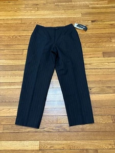Requirements Womens Dress Pants Size Petite 12p Black Striped Gray 100% Wool NWT - Picture 1 of 7