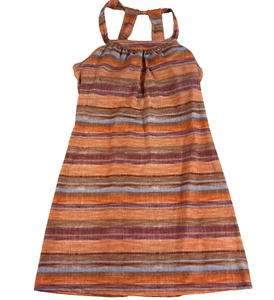 Prana Cantine Dress Orange Summer Sunset Stripe Sleeveless Active Athleisure SM - Picture 1 of 10