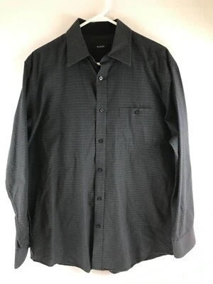 Camisa Alfani Para Hombre Talla L Gris Oscuro Rojo Pin Rayas Manga Larga Bolsillo Abotonable Foto 1 de 4