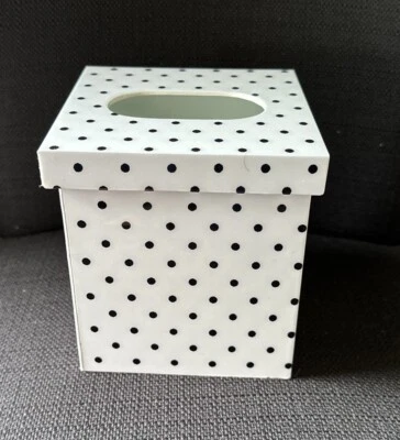 Caja de pañuelos de lunares blanco negro soporte cuadrado acrílico Foto 1 de 4