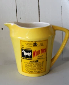 White Horse Scotch Whisky Whiskey Yellow Ceramic Pitcher Lego Japan Liquor - Picture 1 of 8