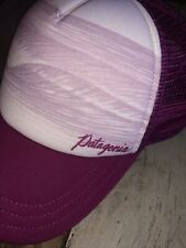 Vintage Patagonia Padded Trucker Hat Wave Air Brush style White And Magenta Pink