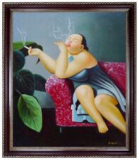 Ölbild, Pfeife rauchende Lady, Ölgemälde HANDGEMALT, Gemälde 50x60cm 