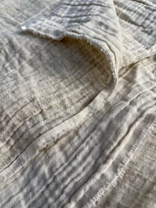 Double Layer Organic Cotton & Hemp Muslin Fabric | Textured, Natural | 2 yards. - Picture 1 of 16
