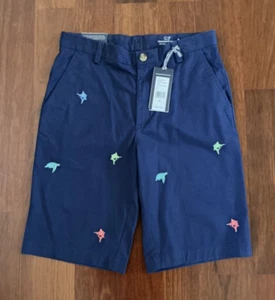 New (Orig.$59.50) Vineyard Vines Breaker Shorts Stretch Blue Embroidered Boys 16 - Picture 1 of 5