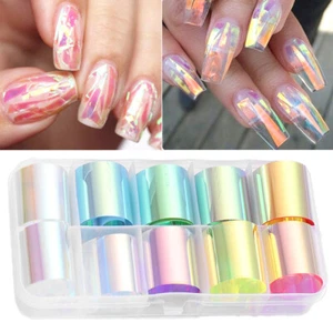 Nail Decoration Tool Aurora Film Glass Paper Holographic Design Nail Stickers - Picture 1 of 13