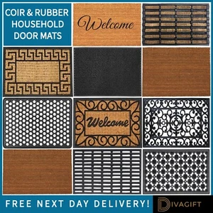 DOOR MAT DOORMATS HOME GARDEN MATS NON SLIP COIR RUBBER WELCOME INDOOR OUTDOOR - Picture 1 of 21