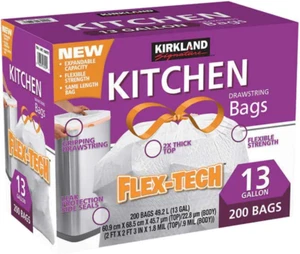 KIRKLAND SIGNATURE Flex-Tech 13-Gallon Kitchen Trash Bag, 200-Count - Picture 1 of 12