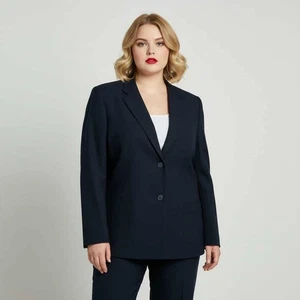 Lauren Ralph Lauren 100% Silk Navy Blue Classic Blazer Career Women’s Size 16W - Picture 1 of 10