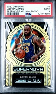 2020-21 Panini Obsidian LeBron James SSP Supernova Yellow Flood Refractor PSA 9! - Picture 1 of 2