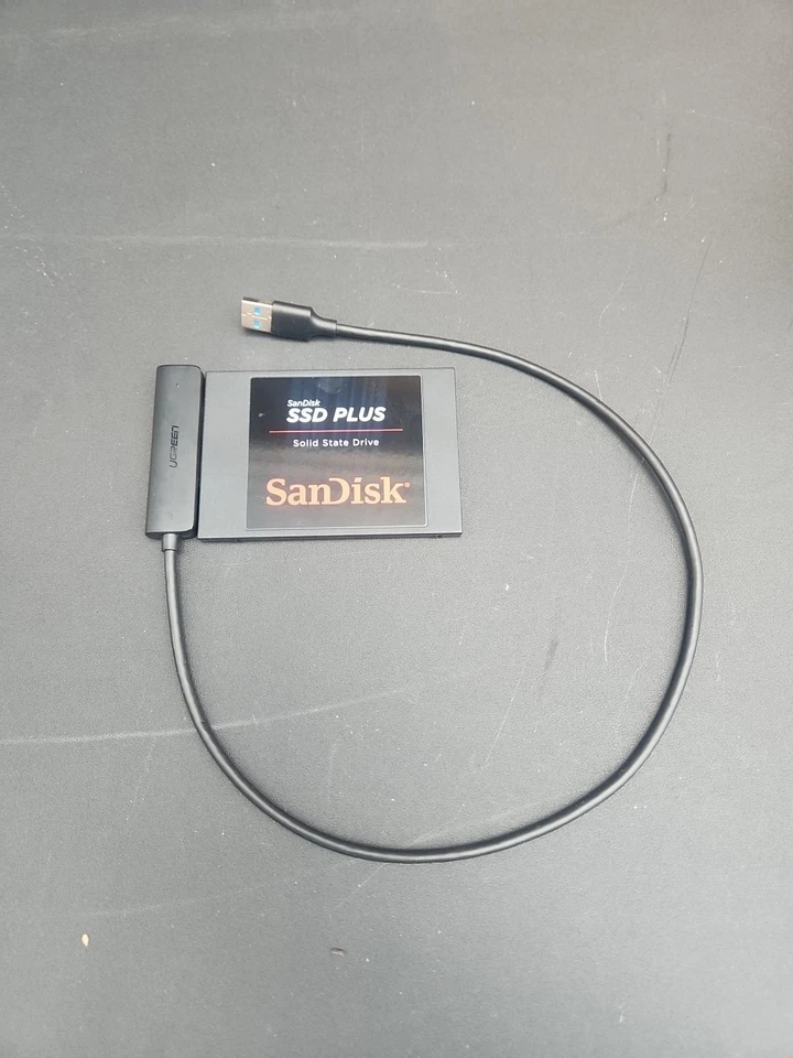 SanDisk SSD Plus 240GB computer hard drive 2.5in/w Ugreen USB Attachment Plug In - Image 1 of 3