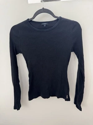 Top negro acanalado Burberry manga larga talla XS 100 % algodón hecho en Polonia Foto 1 de 4