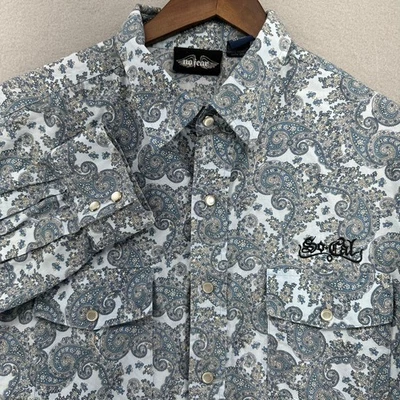 Camisa De Colección No Fear Paisley Western SoCal Bordada Manga Larga Perla Broches de presión Talla L Foto 1 de 4