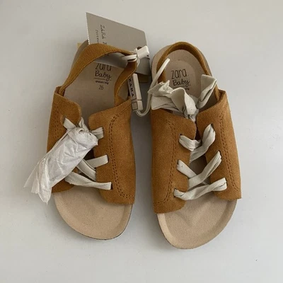 Zara Baby Girl’s Laced Leather Sandals Shoes EU 26 (US 9.5) NWT - Image 1 of 4