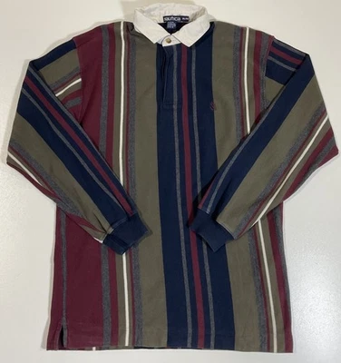 Vintage Nautica Striped Rugby Polo Sz XL Heavyweight Grunge Skater Preppy 90s - Image 1 of 4