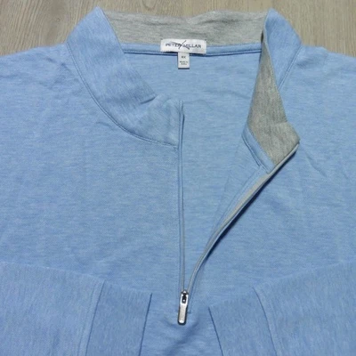 PETER MILLAR Mens 4XLB 4XL BIG  1/4 ZIP PULLOVER COTTAGE BLUE CROWN COMFORT 4X - Image 1 of 4