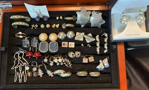 Lot 28 Pairs Vintage Earrings For Pierced Ears Chicos Lumineux, Some Marked 925 - Picture 1 of 10