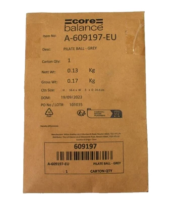 Core Balance Pilates Ball Gray 609197 Inflatable Workout Exercise Core PVC - Image 1 of 4