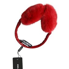 DOLCE & GABBANA Ear Muffs Red Mink Fur Winter Warmer Headband 57 / S RRP 800usd