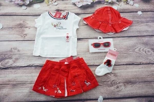 Camiseta, falda, calcetines, sombrero y gafas de sol Gymboree vintage 4 de julio nuevas con etiquetas - Imagen 1 de 12