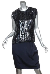 JACQUELINE DE RIBES Vintage 3-teiliges fuchsia+marine Jacke+Pailletten Top+Rock Set S - Bild 1 von 10