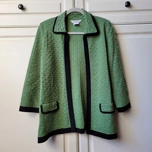 Cárdigan Chaqueta Exclusivamente Misook Verde Negro Frente Abierto Cuello Texturizado S - Imagen 1 de 12