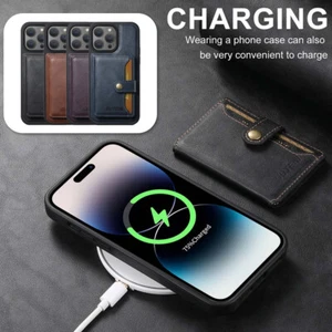 Hülle für iPhone 15 14 13 12 Pro Max Plus PU Leder Kartenfach Wallet Magnetische - Bild 1 von 65