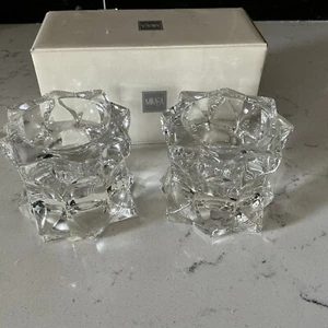 Vintage Mikasa Sparkling Star Crystal Glass Candle Holder Pair - Picture 1 of 6