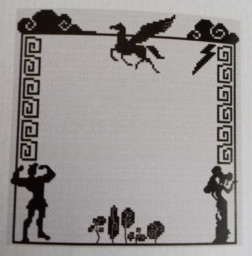 Cross Stitch "HERCULES BORDER FRAME" pattern ~ DISNEY, Megara, Pegasus - Image 1 of 1