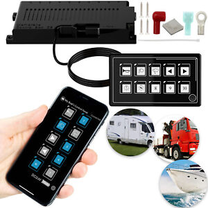 10 Gang Waterproof LED Universal Switch Panel Slim w/Control Box Car RV Marine