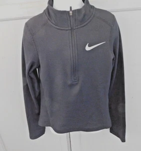 Nike Dri Fit black waffle weave 1/4 zip pullover girl's sz S (8) silver swoosh - Picture 1 of 6